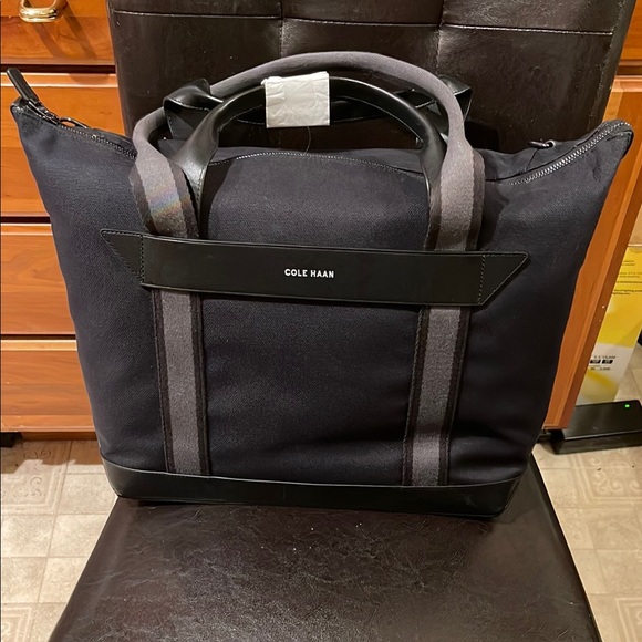 Cole Haan Black Canvas Leather Total Tote Grand Series Carry-All